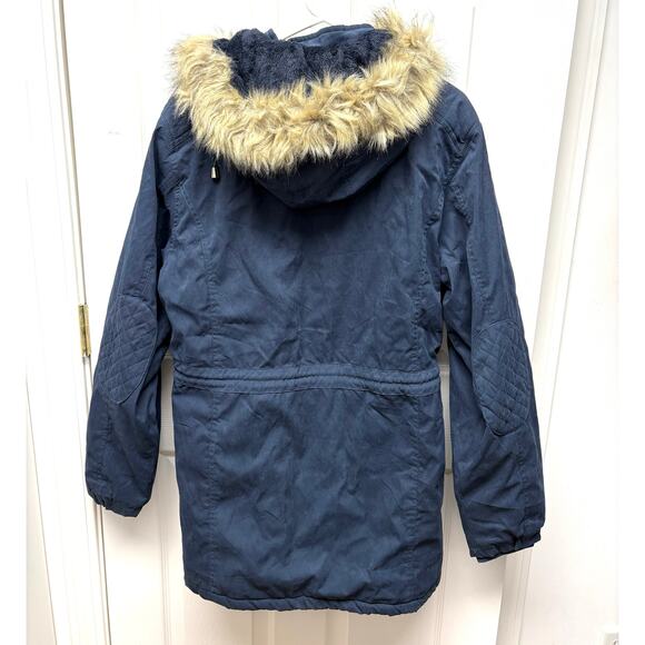 Navy Blue Parka, Leehanton Winter Coat, Faux Fur Collar, Women's Size XL - Picture 9 of 12